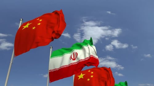 Realistic Waving Flags of Iran and China Animation