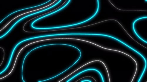 Dynamic Neon Blue and White Abstract Wavy Lines Background