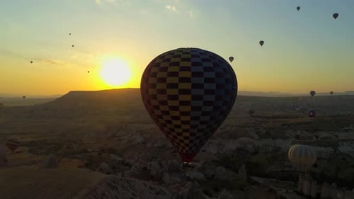 Turkey Sunset Cappadocia And Balloons