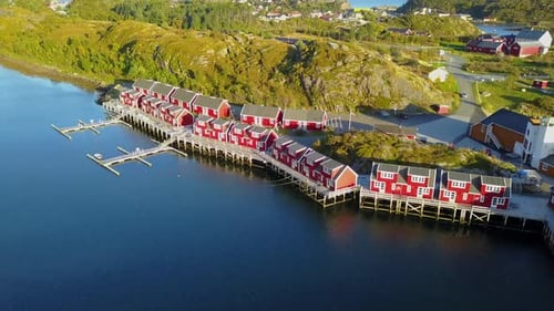 Lofoten Islands and Beach Aerial View in Norway