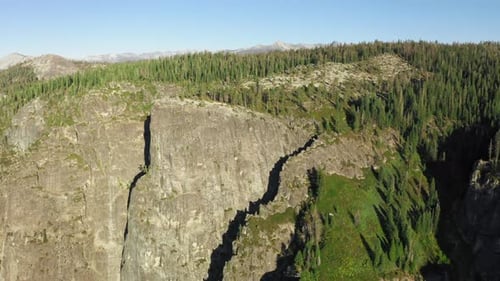 Yosemite National Park, California, United States, Aerial Shot Over the Wooded Granite Mountain