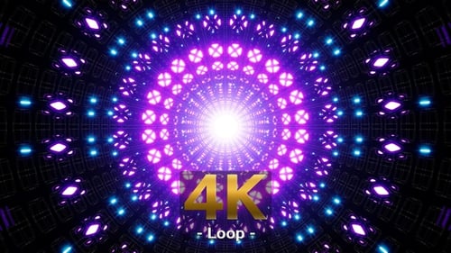 Shining Multiple Neon Lamp Tunnel VJ Loop