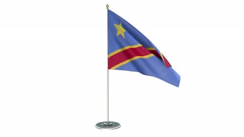 Democratic Republic of Congo Flag Waving on Pole Animation