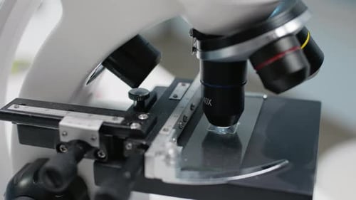 Close Up of Science Laboratory Microscope Tray for Sample