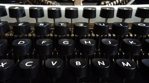 Vintage typewriter keys closeup.