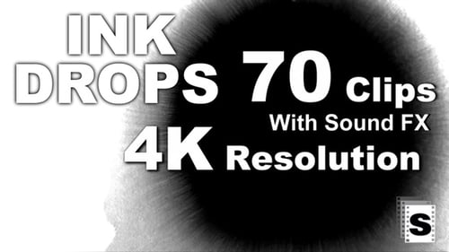 Abstract Black Ink Drops Expanding on White Background