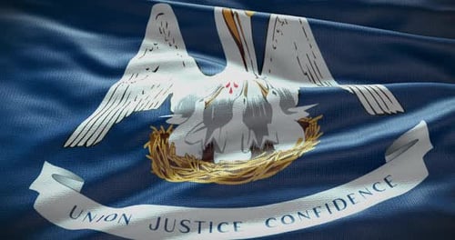 Waving Louisiana State Flag with Fabric Texture