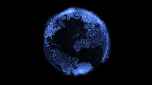 Futuristic Digital Particle Earth Globe Rotation
