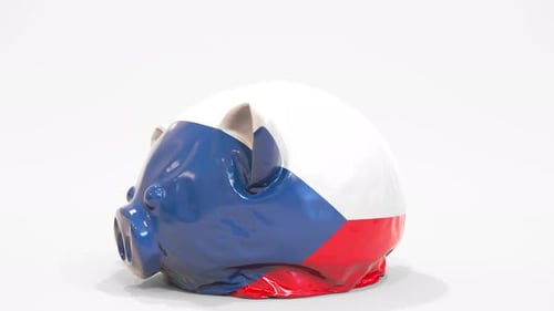 Deflating Inflatable Piggy Bank with Printed Flag of the Czech Republic