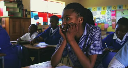Schoolchildren in a lesson at a township school