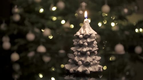 Christmas Tree Candle With Decorated Christmas Tree