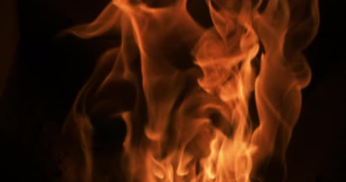 Flames in a pellet stove, Slow motion 4K