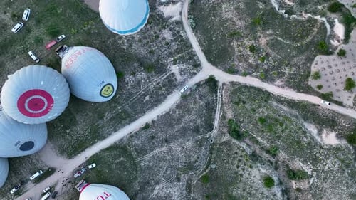 Aerial view Hot air baloons in Turkey 4 K