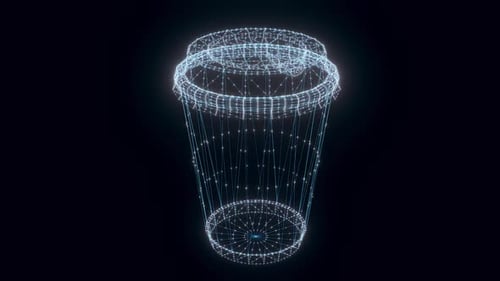 Futuristic Holographic Rotating Coffee Cup 3D Animation