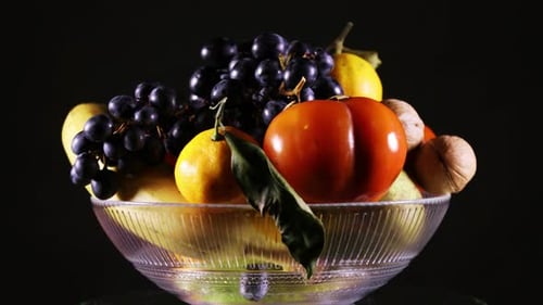 Colorful Fruit Bowl Rotating Still Life Composition