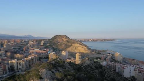 Coastal Cityscape Aerial View at Sunrise