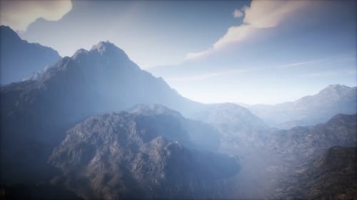 Volcano Crater Landscape with Fog