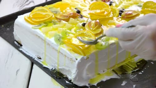 Cake Decoration at Restaurant Cuisine