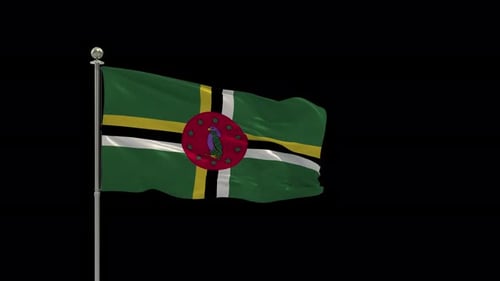 Dominica National Flag Waving with Alpha Channel
