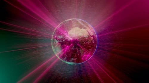 Spinning planet Earth. Technology video footage.