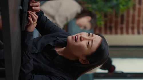 Vertical Video Cyber Security Programer Focused on Writing Code Encounters System Failure While