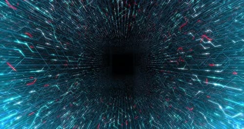 4K seamless loop abstract futuristic electronic circuit board.