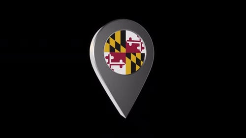 Animated 3D Location Pin with Maryland Flag