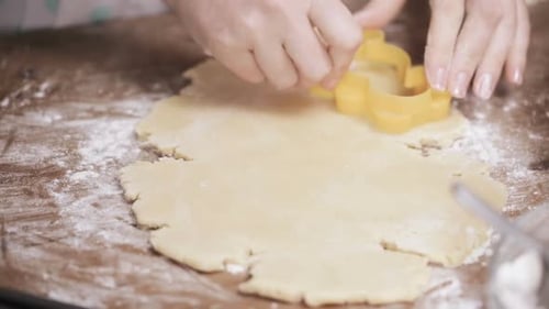 Making Cookies With Rolling Pin and Cookie Cutters