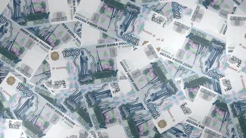 Dynamic Russian Ruble Banknotes Motion Background