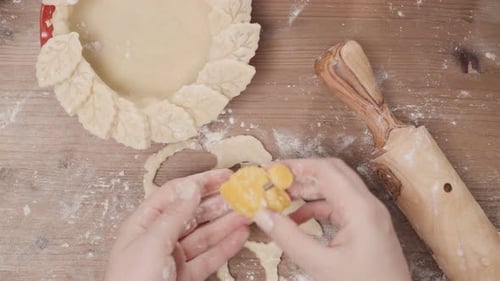Step by step. Rolling out dough for pie crust.