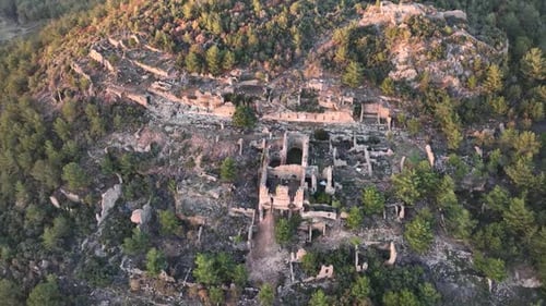Ancient City Aerial View 4 K Alanya Turkey