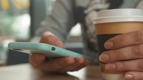 Coffee Break in Cafe with Gadgets Concept, Diverse Young Caucasian People Sitting at Coffee House