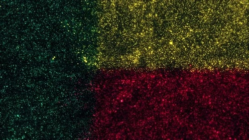 Abstract Green Yellow Red Glitter Particles Background