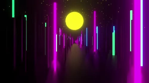 Abstract Neon Light Tunnel Loop Background