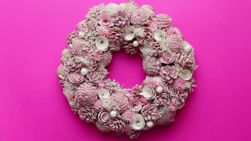Festive Wreath with Pinecones and Paper Flowers