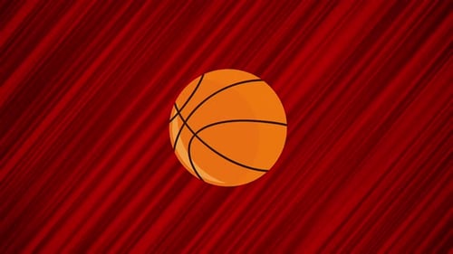 Animated Basketball with Fiery Trail and Flat Design