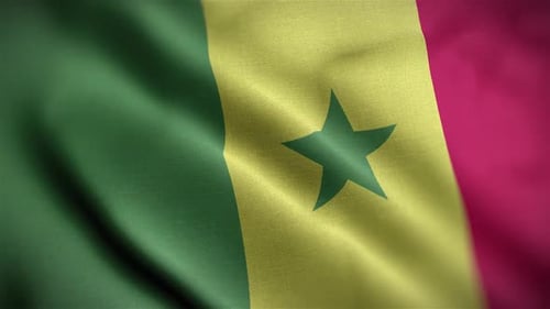 Senegal Flag Waving In Realistic Fabric Style
