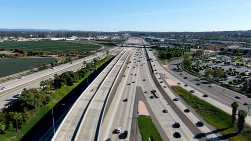 Aerial View of Highway Interchange and Junction in California.