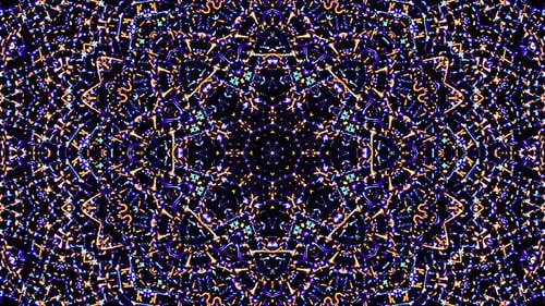 Kaléidoscope abstrait brillant d'une belle ligne rouge et bleue, mouvement fluide avec mouvement lumineux brillant