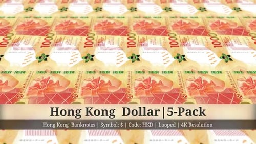 Hong Kong Dollar | Hong Kong Currency - 5 Pack | 4K Resolution | Looped