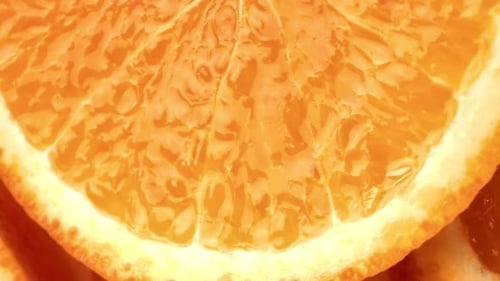 Juicy Appetizing Orange Circle Slices with Peel Heap Seasonal Summer Vitamin Desert Top View
