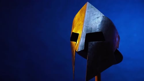 Rotating Metal Helmet with Moody Lighting