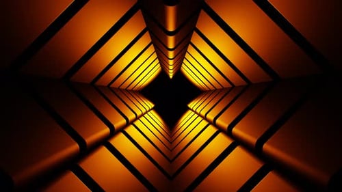 Slow Golden Polygonal Symbol Tunnel Animation 3d Render Background