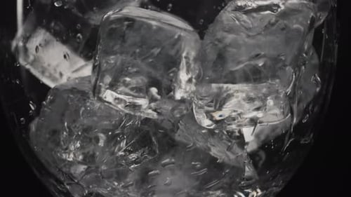 Close-Up of Ice Cubes in a Glass