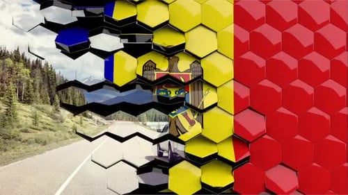 Geometric Hexagon Grid Reveal Transition