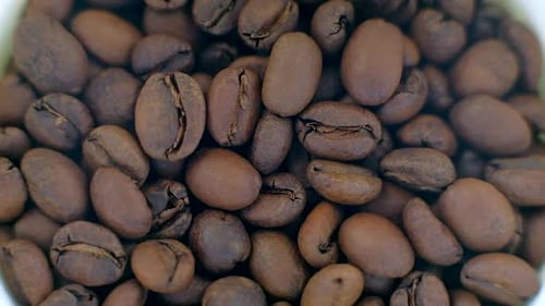 Top View Coffee Beans Roasted Rotating