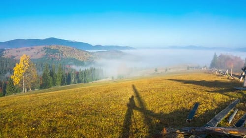 Mountains and Mist in a Rural Landscape