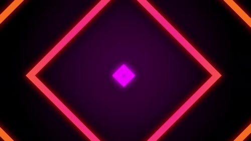 Vintage Retro Colorful Glowing Square Tunnel Background Loop