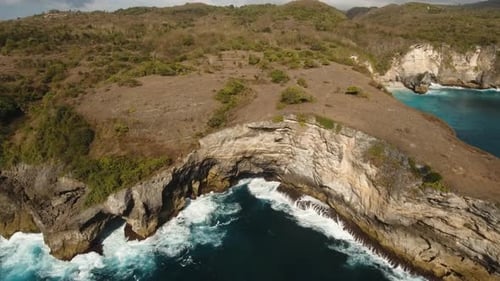 Seascape Cliffs Sea and Waves at Nusa Penida Bali Indonesia