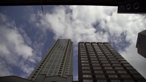 Low angle view of two skyscrapers